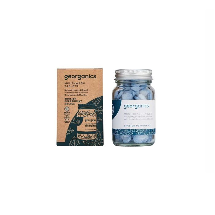 GEORGANICS Enjuage Bucal Menta 180 Pastillas COSMOS Natural Vegano Refrescante