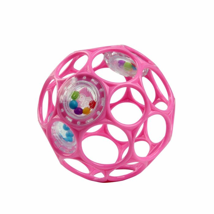 Bright Starts AUC1695825410560 Sonajero Oball de fácil agarre, sin BPA, color rosa, juguete para recién nacidos y bebés 3