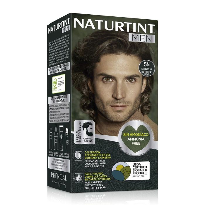 Naturtint #5N castaño claro Tinte sin amoniaco para cabello y barba hombre - Cobertura total canas, ingredientes naturales, 1 ud 8 Naturtint #5N castaño claro Tinte sin amoniaco para cabello y barba hombre - Cobertura total canas, ingredientes naturales, 1 ud 8