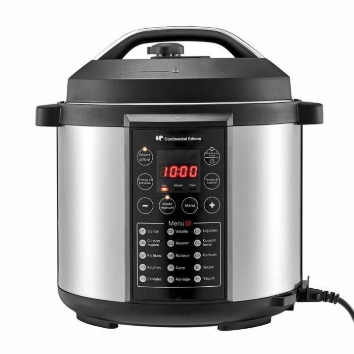CONTINENTAL EDISON - CEMCSP1000I - Olla multiuso a presión - 15 programas - 5.7L - 1000W - Negro y acero inoxidable CONTINENTAL EDISON - CEMCSP1000I - Olla multiuso a presión - 15 programas - 5.7L - 1000W - Negro y acero inoxidable