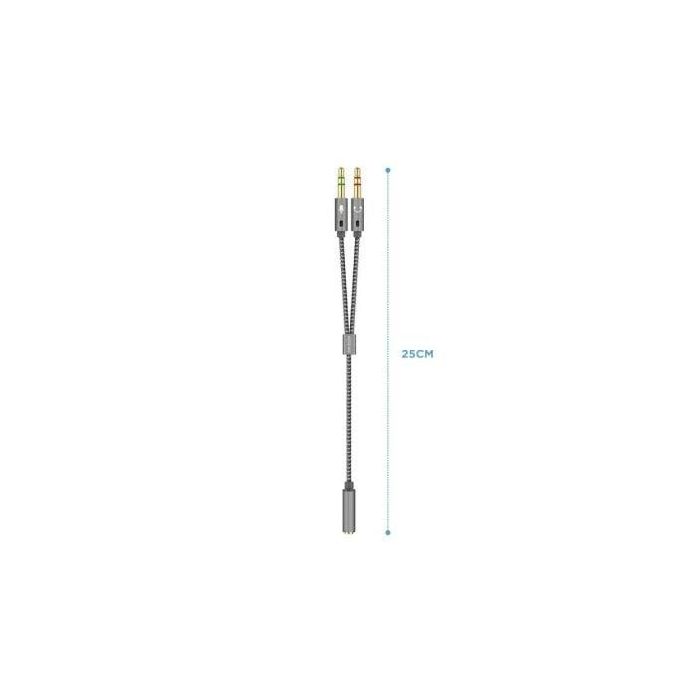 Aisens A128-0417 Cable adaptador audio estéreo Jack 3.5mm Hembra 4-pines a 2x Macho 3-pines para Auriculares Micrófono a PC 25cm Gris 1 Aisens A128-0417 Cable adaptador audio estéreo Jack 3.5mm Hembra 4-pines a 2x Macho 3-pines para Auriculares Micrófono a PC 25cm Gris 1