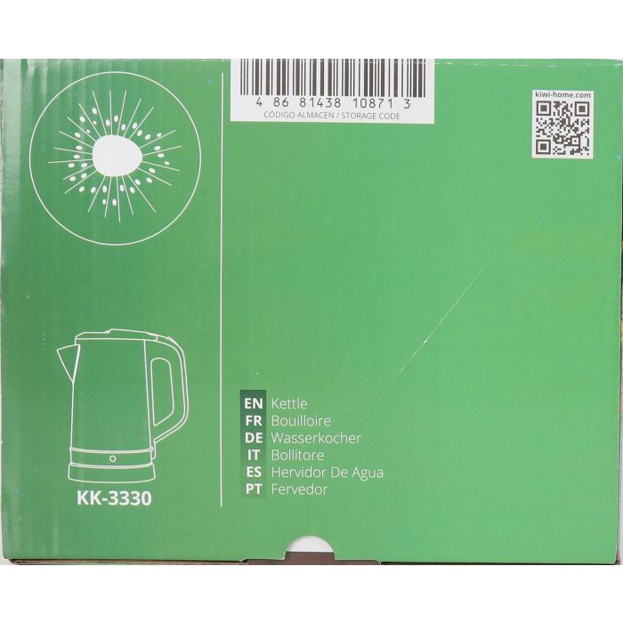 Hervidor de agua Kiwi 1.7L 1800W acero inoxidable (4 Unidades) 3 Hervidor de agua Kiwi 1.7L 1800W acero inoxidable (4 Unidades) 3