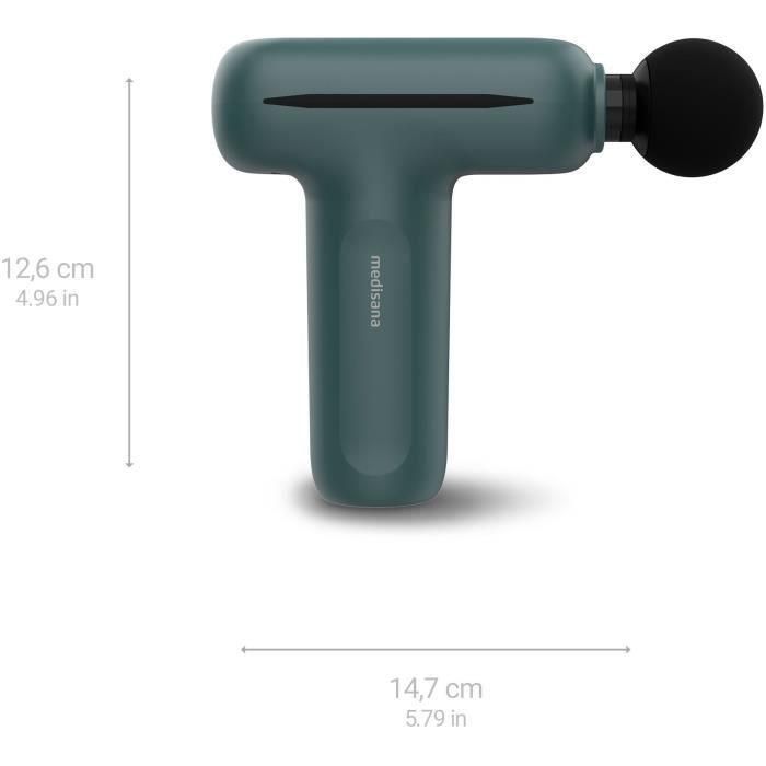 Pistola de masaje - MEDISANA MG 200 - 5 niveles de percusión - 5 V - 50 dB - Gris / Verde 1 Pistola de masaje - MEDISANA MG 200 - 5 niveles de percusión - 5 V - 50 dB - Gris / Verde 1