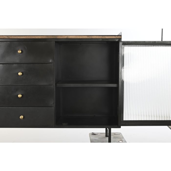 DKD Home Decor Buffet de Madera de Mango y Metal, Colores Natural Negro Dorado, 145 x 40 x 85 cm 5 DKD Home Decor Buffet de Madera de Mango y Metal, Colores Natural Negro Dorado, 145 x 40 x 85 cm 5
