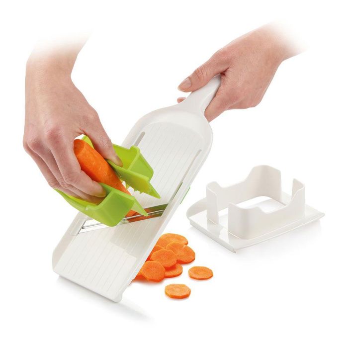 Tescoma Mandolina Handy con Soporte Multifunción y Hoja de Acero Inoxidable Ajustable 3