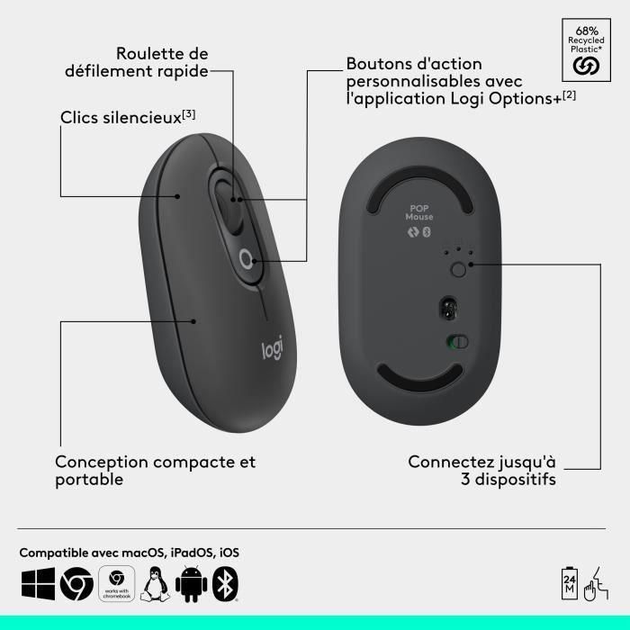 Ratón Logitech POP Grafito Acero 5