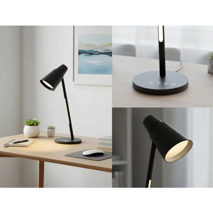 Q-connect Lámpara de Escritorio LED 6W 360 lm Táctil 3 Niveles Luz Nocturna Cabeza Orientable Negro 9