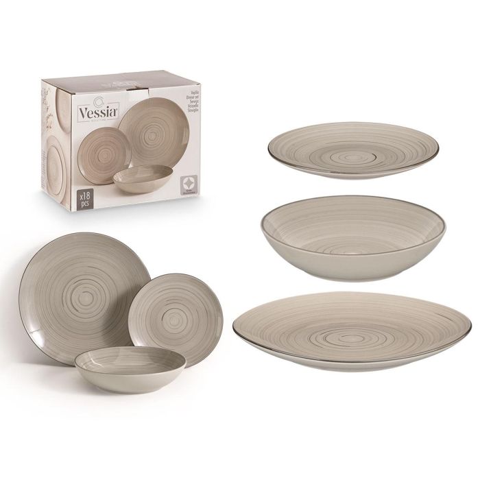 Set Vajilla 18 Pcs Espiral Gris Vessia 34X28CM (2 Unidades) Set Vajilla 18 Pcs Espiral Gris Vessia 34X28CM (2 Unidades)