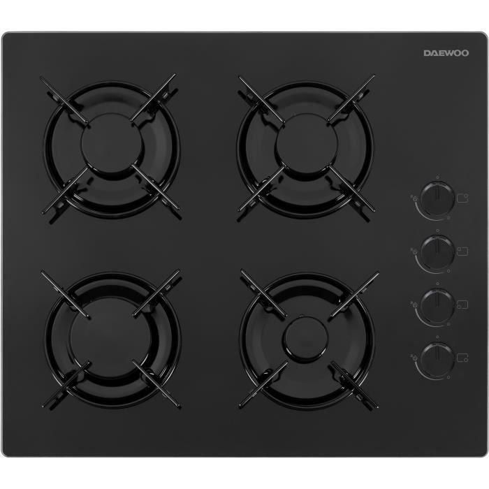 Daewoo BH6GKR40BNL - Placa de gas 4 fuegos de 60 cm - Negra