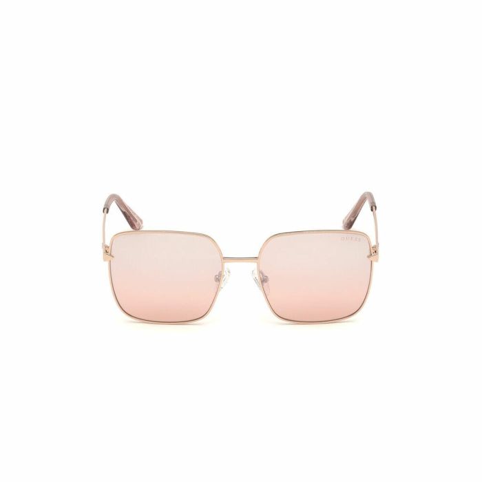 Guess GU7615 28U Gafas de Sol para Mujer, Cuadradas con Montura Metal Oro Rosado y Cristales Burdeos Espejado 56mm 140mm 3