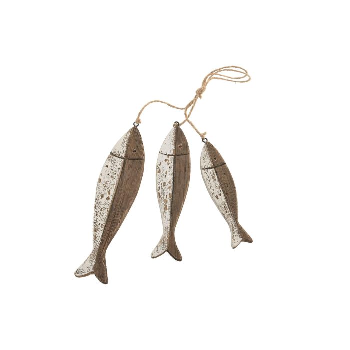 DKD Home Decor 2 x 36 x 10 cm Decoración Colgante Blanco Natural Paulownia (12 Unidades)