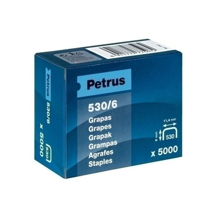 Petrus Grapas 530-6 Cobreadas Para Clavadora - Caja De 5000 Unidades