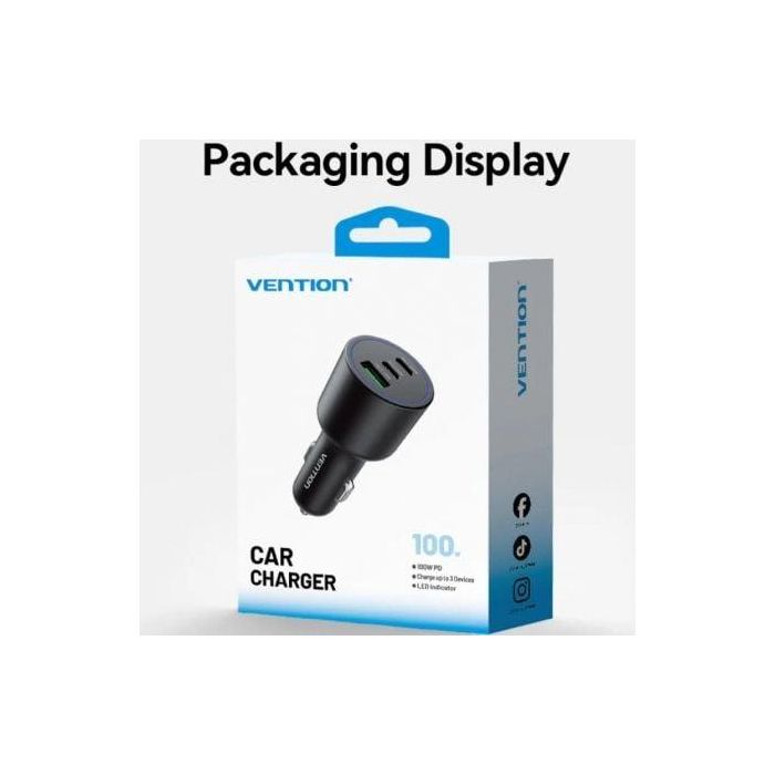 Cargador de Coche Vention FFQB0/ 2xUSB-Tipo C/ 1xUSB/ 100W 3 Cargador de Coche Vention FFQB0/ 2xUSB-Tipo C/ 1xUSB/ 100W 3