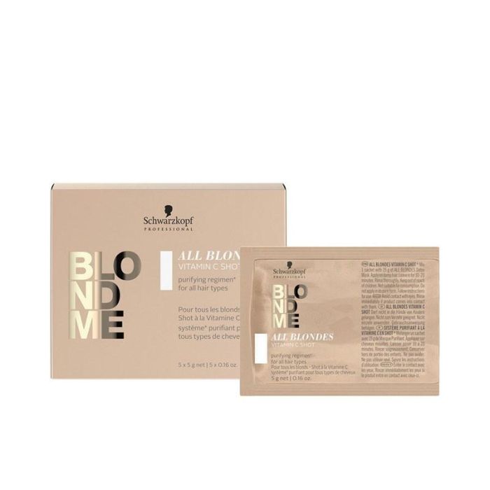 Schwarzkopf BLONDME All Blondes Detox Vitamin C Shot - Elimina residuos y revive rubios apagados, 5x5g Schwarzkopf BLONDME All Blondes Detox Vitamin C Shot - Elimina residuos y revive rubios apagados, 5x5g