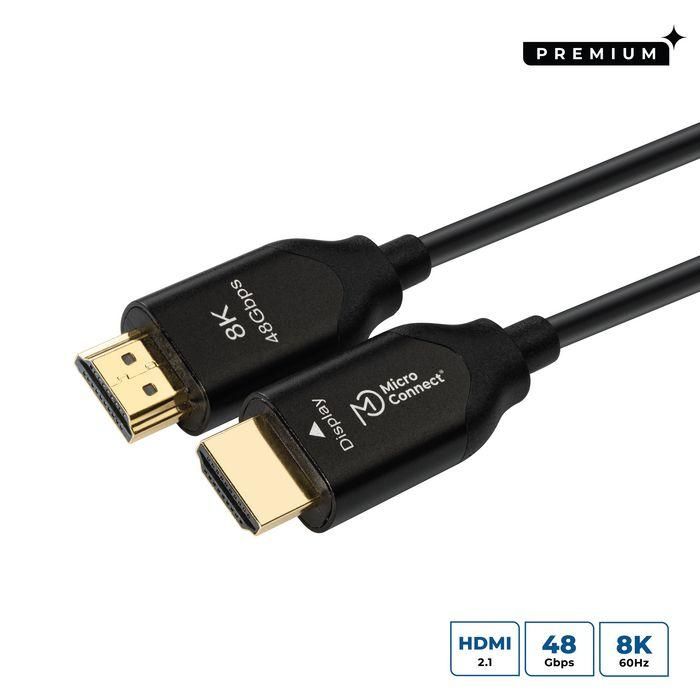 MicroConnect Cable HDMI 8K Fibra Óptica Premium 30m, Activo 2.1, Ligero y Flexible para Instalaciones Largas, sin Pérdida de Datos