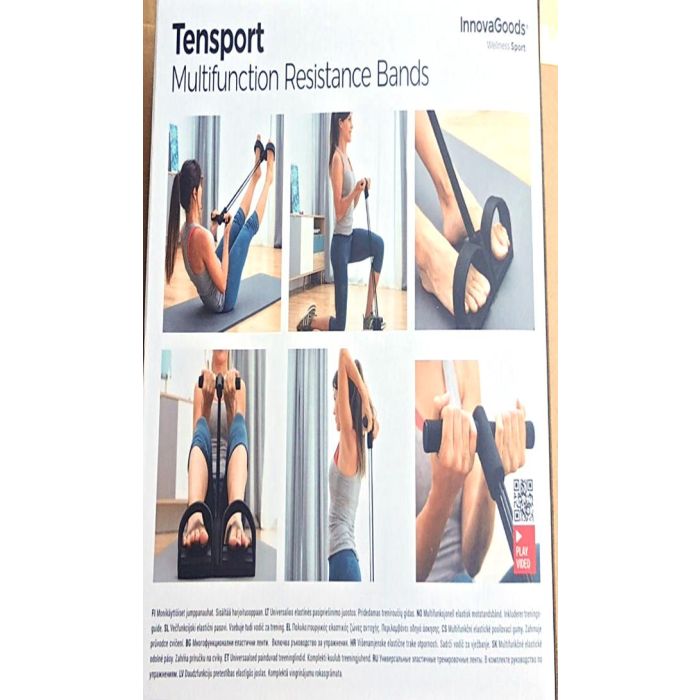 Bandas Elásticas de Resistencia Multifunción con Guía de Ejercicios Tensport InnovaGoods 10 Bandas Elásticas de Resistencia Multifunción con Guía de Ejercicios Tensport InnovaGoods 10