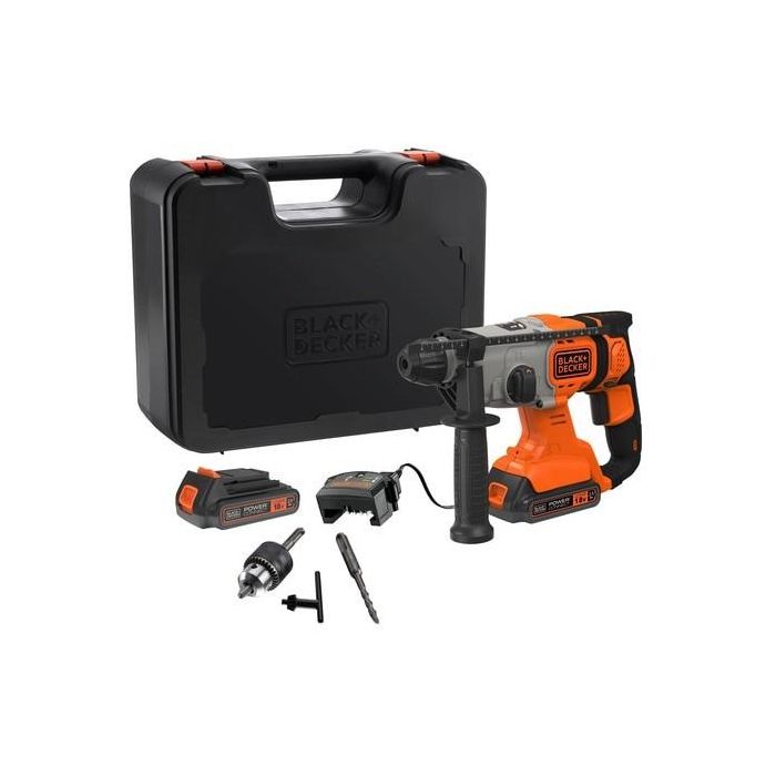 Black&Decker BCD900E2K Taladro Percutor Inalámbrico SDS Plus 18V con 2 Baterías 2.5Ah y Maletín