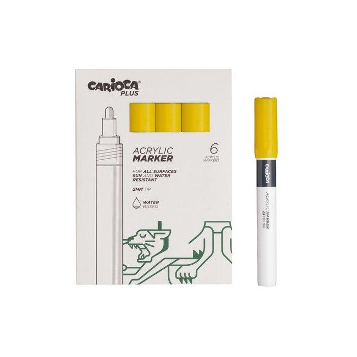 Rotulador Acrilico Carioca Plus Caja De 6 Amarillo