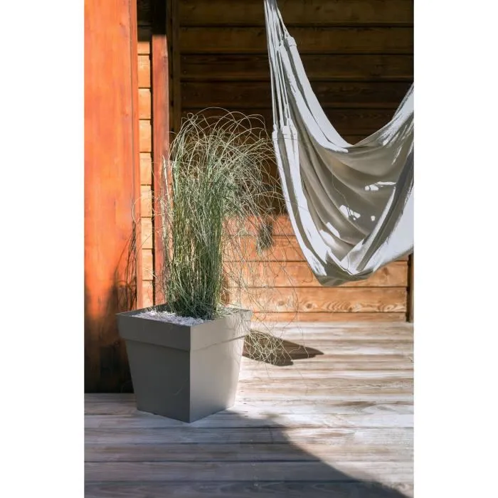 Eda Maceta Cuadrada Toscana 50 cm - 87 L - Taupe para Exterior e Interior, Jardín o Terraza 1