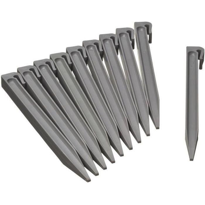 NATURALEZA Bolsa de 10 anclajes de polipropileno para bordes de jardín - H 26.7 x 1.9 x 1.8 cm - Gris NATURALEZA Bolsa de 10 anclajes de polipropileno para bordes de jardín - H 26.7 x 1.9 x 1.8 cm - Gris