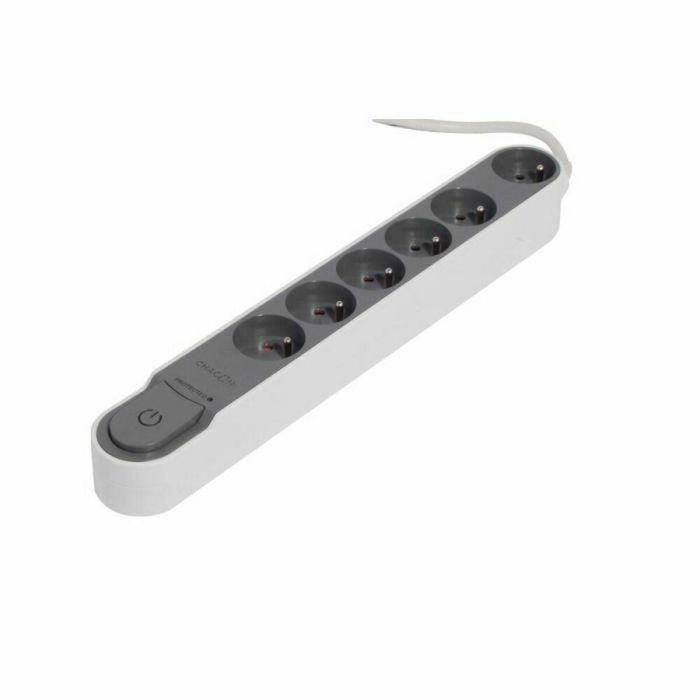 Chacon regleta multiconector supresor de sobretensiones / pararrayos con 6 enchufes, interruptor, 16A y cable 1.5m gris Chacon regleta multiconector supresor de sobretensiones / pararrayos con 6 enchufes, interruptor, 16A y cable 1.5m gris