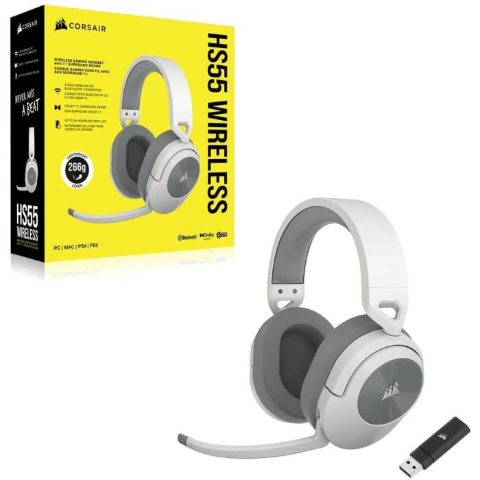 Corsair CA9011281EU Casco Gaming HS55 Wireless Sonido Surround Dolby 7.1 Blanco 5 Corsair CA9011281EU Casco Gaming HS55 Wireless Sonido Surround Dolby 7.1 Blanco 5