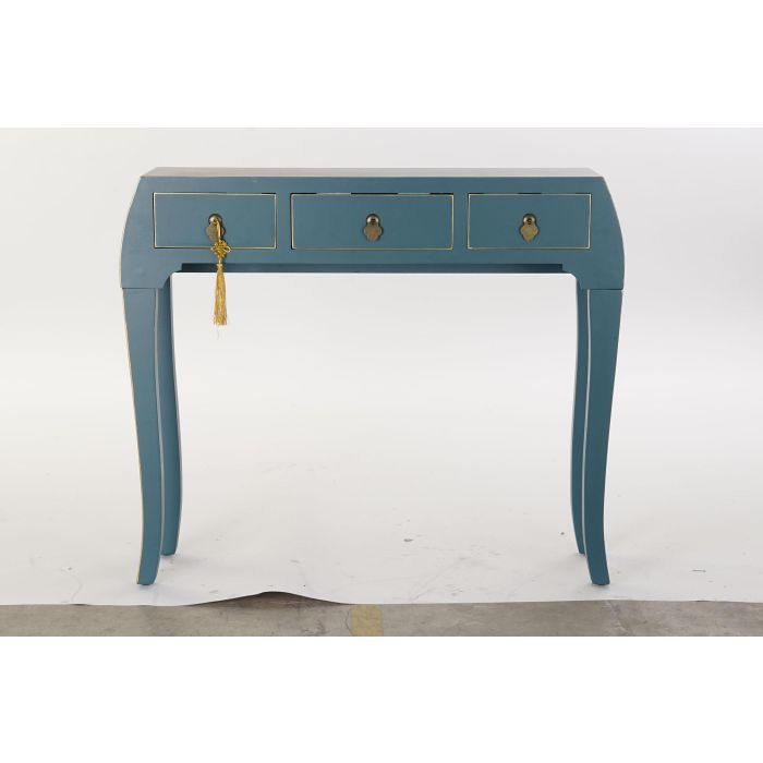 Consola Oriental DKD Home Decor Azul Petroleo Dorado 26 x 80 x 96 cm 4