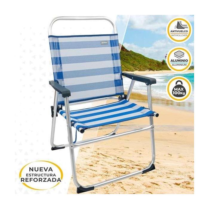 Silla playa plegable aluminio fija marinera 48x50x88 cm 2