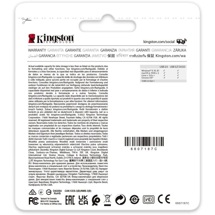 Kingston DataTraveler Exodia Onyx USB 3.2 Gen 1 256GB Negro con Tapa para Windows, macOS y Linux 7
