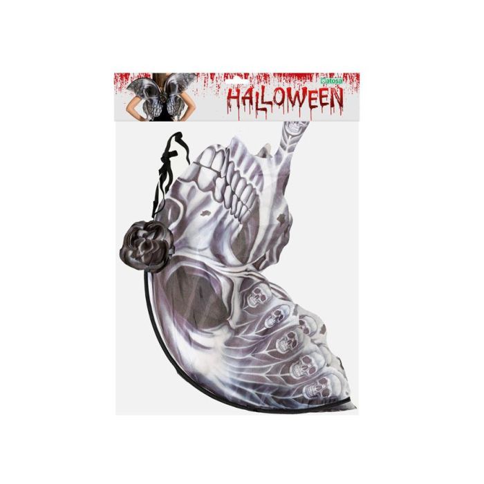 Alas de Mariposa Negras con Diseño de Calaveras - Ideal para Disfraces Góticos y Halloween 1
