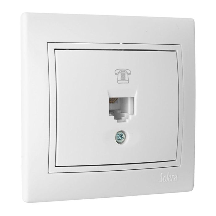 Solera Toma de teléfono RJ11 serie Europa ERP84U, empotrar, 83x81mm, Blanco