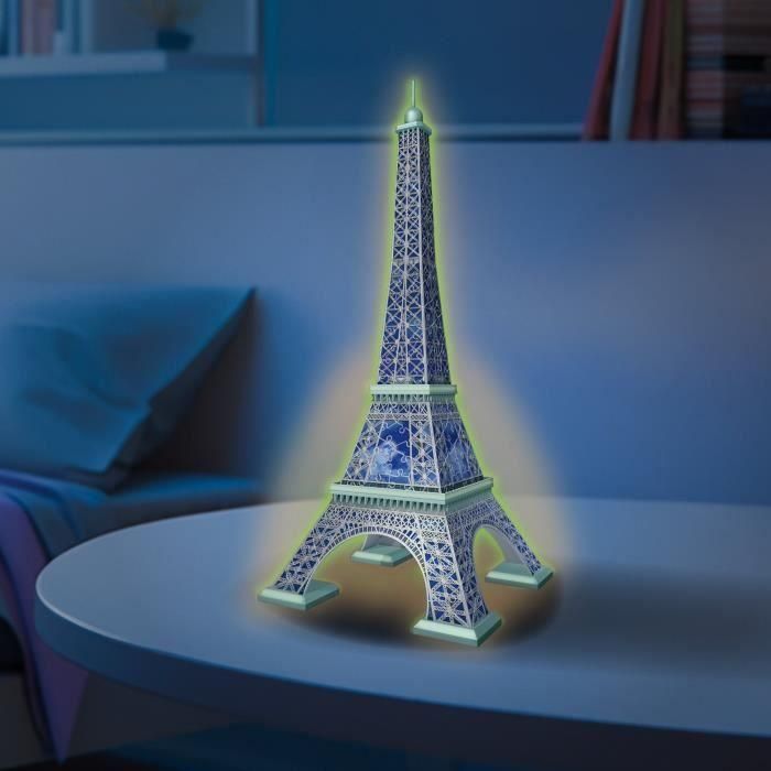 Ravensburger - Puzzle 3D Torre Eiffel Fosforescente 50 años - A partir de 10 años - 216p numerados para montar sin pegamento - Accesorios incluidos - 11591 2