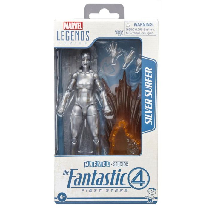 Hasbro Figura Estela Plateada Marvel Los 4 Fantásticos 15cm Articulada con 5 Accesorios, Manos Alternativas, Tabla de Surf y Base