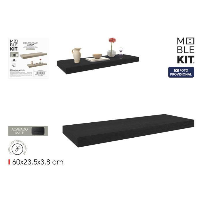 Moblekit Estante Flotante Black 60 cm x 23.5 cm x 3.8 cm (6 Unidades)