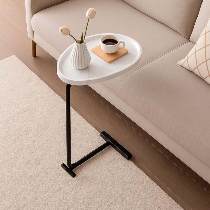 Mesa Auxiliar Nela Versa Efecto Mármol Blanco 30x60x45 cm 1
