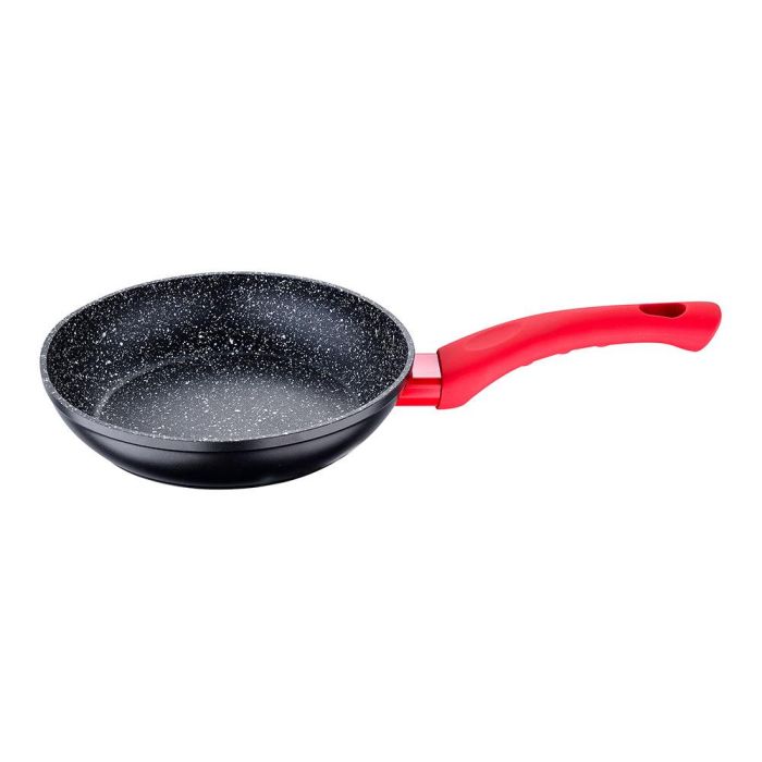 San Ignacio Sartén de Aluminio Forjado Inducción Ø18 cm, Antiadherente Marmolado, Mango Rojo Tacto Suave, Negro 1
