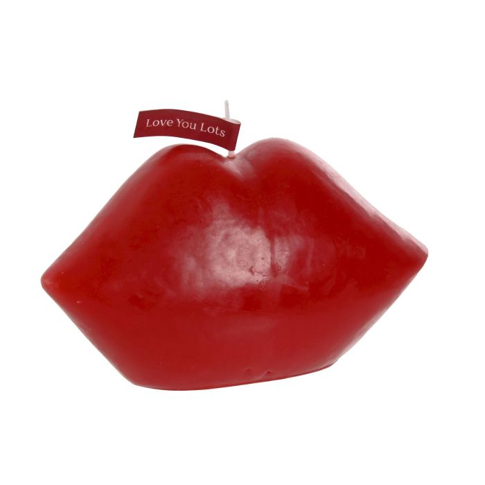 DKD Home Decor Vela Decorativa de Cera Glam con Forma de Labios, Colores Rojo Rosa - Dimensiones 7x8.5x15 cm, Pack de 2 Unidades 2