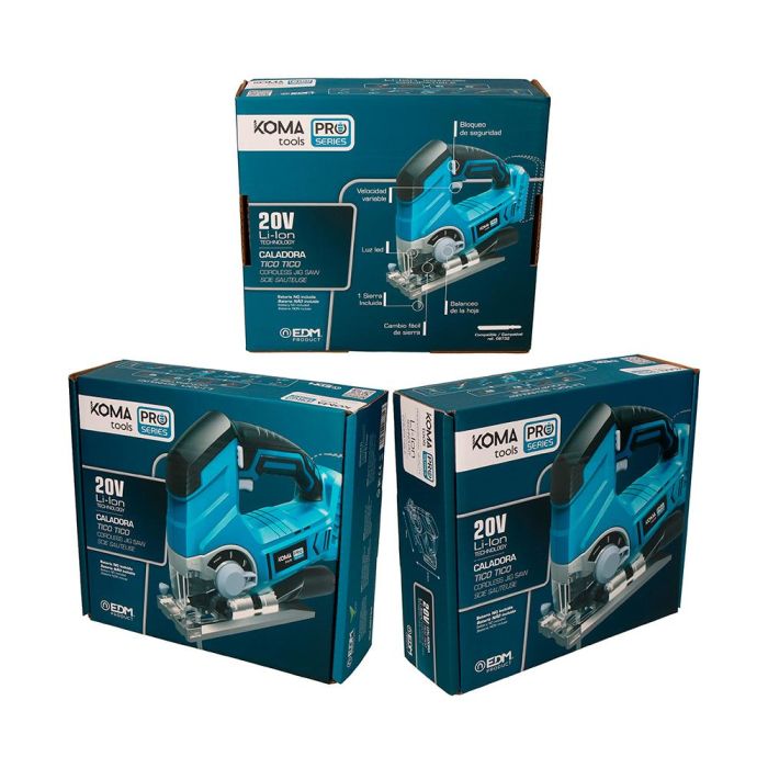 Koma Tools Sierra Calar 20v-sc 20V (sin batería ni cargador) Corte Madera 65mm Metal 8mm Velocidad 0-2300rpm Luz LED SDS 2