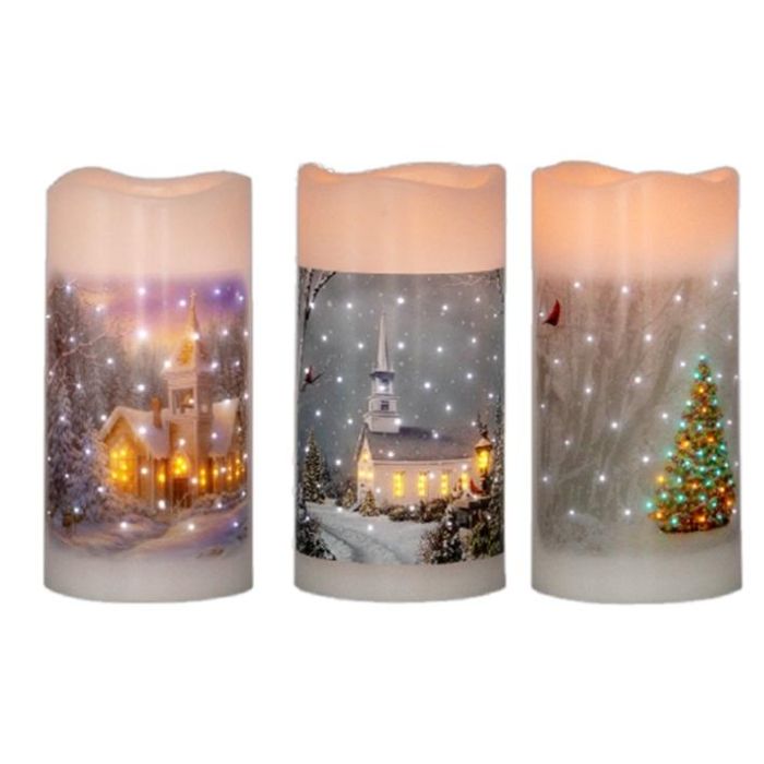 DKD Home Decor Decoración Luminosa Navidad Tradicional, Set 6 Unidades, LED, IP44, Blanco Multicolor, 7.5x15x7.5 cm, 3 Pilas AAA