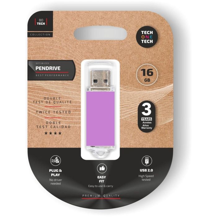 Tech One Tech TEC3009-16 Pendrive Basic 16GB USB 2.0 Púrpura Claro 5 Tech One Tech TEC3009-16 Pendrive Basic 16GB USB 2.0 Púrpura Claro 5
