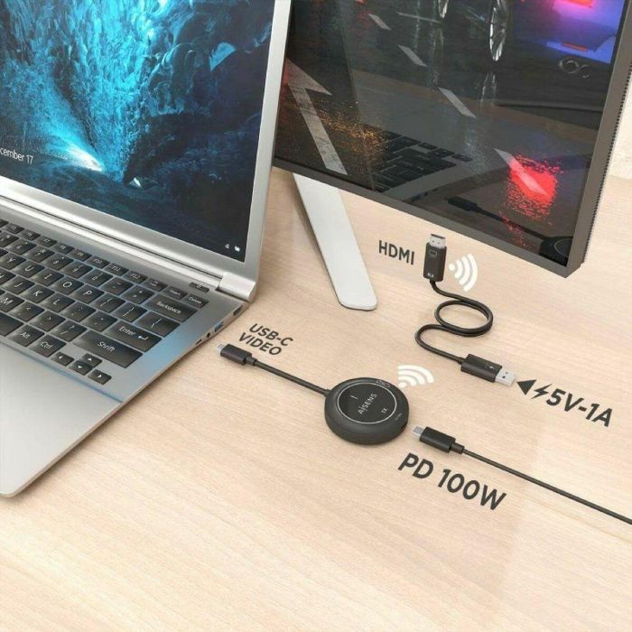 AISENS ASWL-H2KC30M004-BK Extensor AV Inalámbrico USB-C a HDMI 1080P 60Hz 30m con Carga PD 100W Plug & Play Negro 12 AISENS ASWL-H2KC30M004-BK Extensor AV Inalámbrico USB-C a HDMI 1080P 60Hz 30m con Carga PD 100W Plug & Play Negro 12