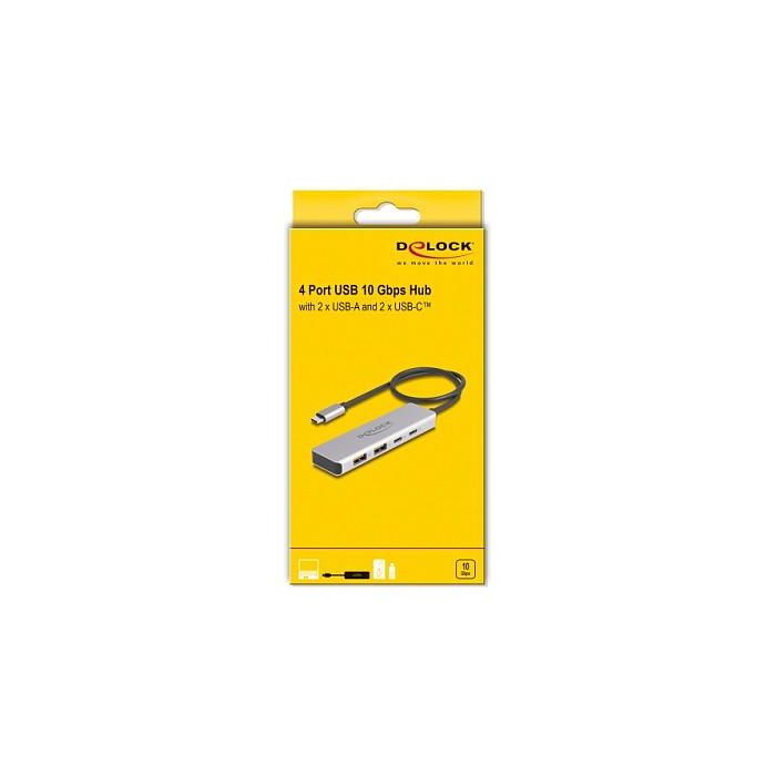 DeLOCK Hub USB-C 4 Puertos 10 Gbps, 2x USB-A y 2x USB-C 3.2 Gen 2, Aluminio Gris, Cable 35 cm (Plug & Play, Windows/Mac/Linux) 2 DeLOCK Hub USB-C 4 Puertos 10 Gbps, 2x USB-A y 2x USB-C 3.2 Gen 2, Aluminio Gris, Cable 35 cm (Plug & Play, Windows/Mac/Linux) 2