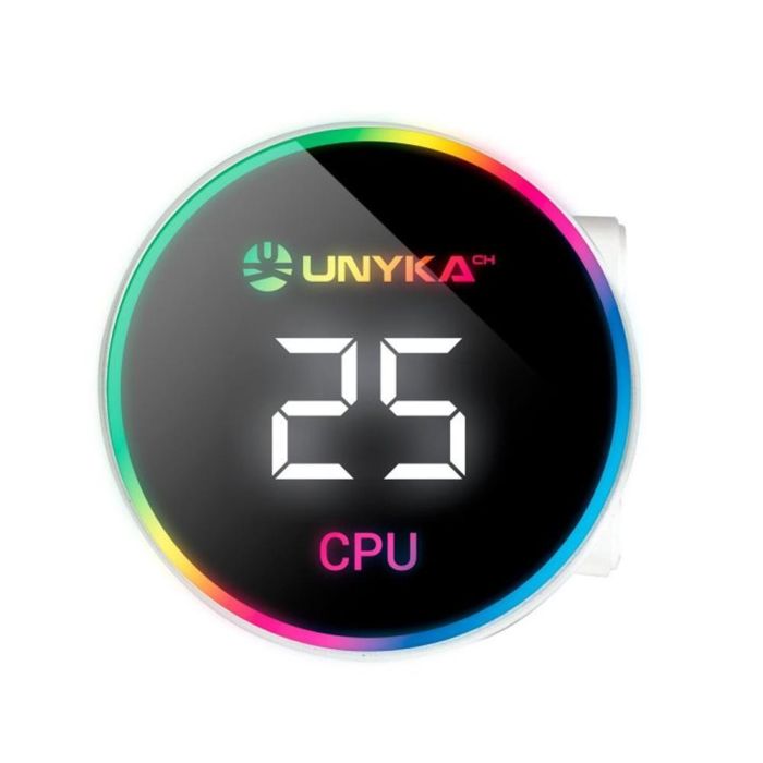 Unykach Kit Refrigeración Líquida Aquastorm White 360 ARGB para CPU Intel/AMD, AM4/AM5, LGA1700 con Display Temperatura 1