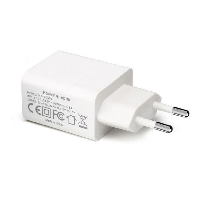 CoreParts USB Power Adapter White 12W 5V/2.4A, 9V/2A, 12V/1.5A EU Wall - White with Quick Charge Function QC 3.0 CoreParts USB Power Adapter White 12W 5V/2.4A, 9V/2A, 12V/1.5A EU Wall - White with Quick Charge Function QC 3.0