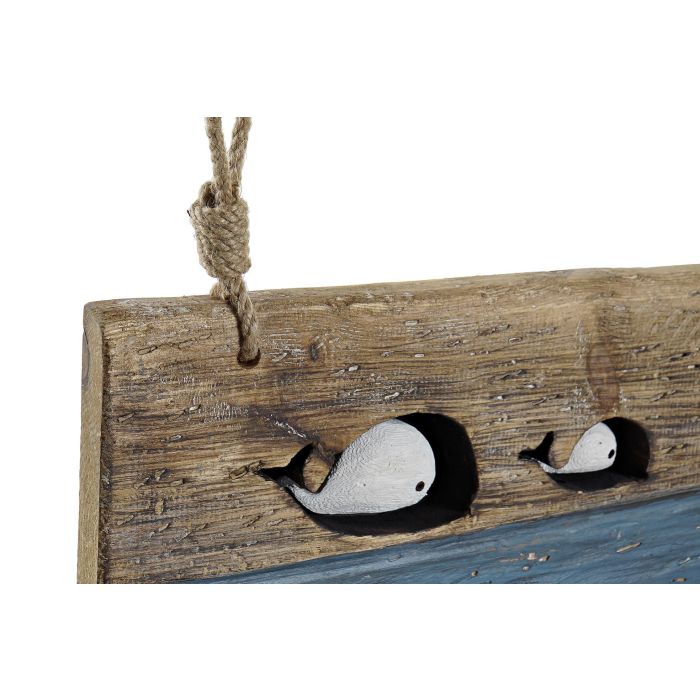 DKD Home Decor Perchero de Pared Atlantico Diseño Ballenas, Madera y Metal, Azul Blanco Negro - 85x33x4 cm 1