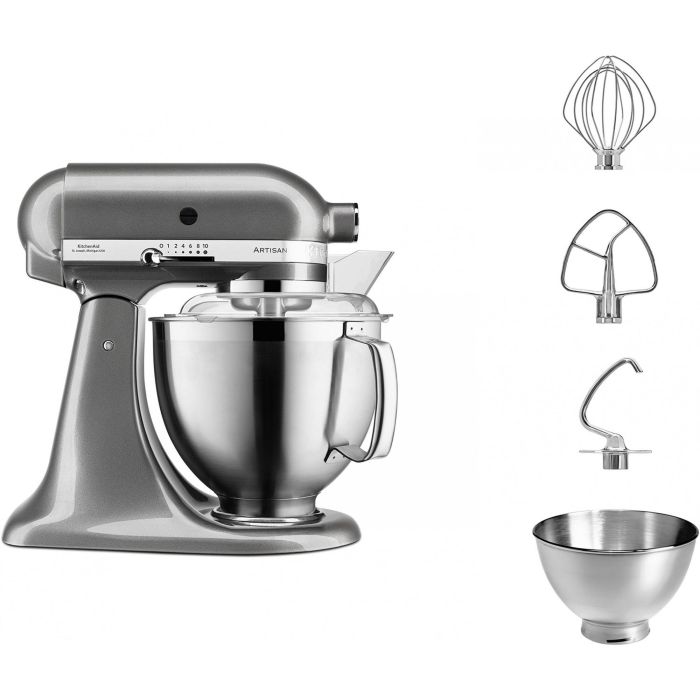 KitchenAid 5KSM185PSEMS ARTISAN Batidora Amasadora de Varillas 4.8L, 300W, Plata Medallion Silver para Batir, Amasar, Mezclar 1 KitchenAid 5KSM185PSEMS ARTISAN Batidora Amasadora de Varillas 4.8L, 300W, Plata Medallion Silver para Batir, Amasar, Mezclar 1
