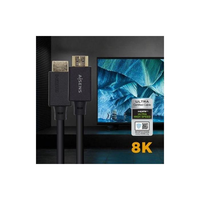Aisens Cable HDMI V2.1 Premium Alta Velocidad 8K@60Hz 48Gbps 1.0M Negro 3