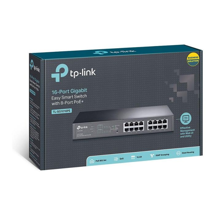 TP-Link TL-SG1016PE Switch Gestionado L2 Gigabit Ethernet PoE 1U Negro