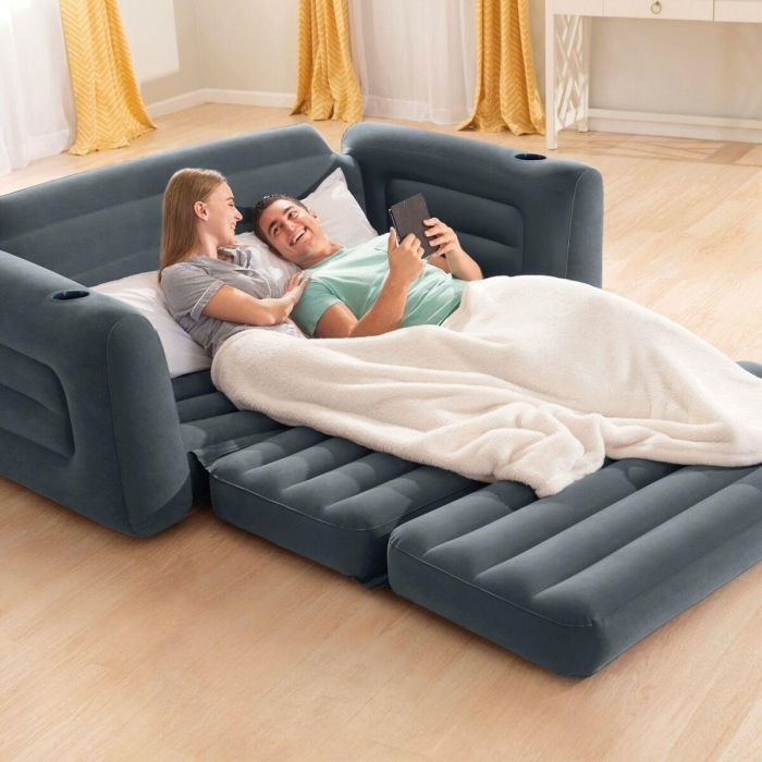 Sofá Cama Hinchable Intex Pull-Out 203 x 66 x 224 cm Gris 1 Sofá Cama Hinchable Intex Pull-Out 203 x 66 x 224 cm Gris 1