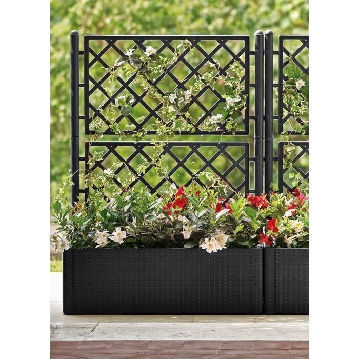 Stefanplast Caja de flores rectangular Deluxe con enrejado, reserva de agua, indicador nivel, imitación mimbre 100x43xH142cm Antracita 90+6.5L 1 Stefanplast Caja de flores rectangular Deluxe con enrejado, reserva de agua, indicador nivel, imitación mimbre 100x43xH142cm Antracita 90+6.5L 1